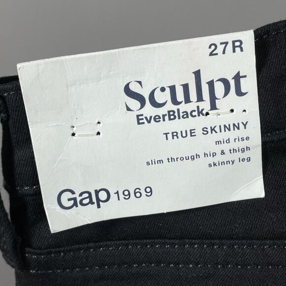 NEW Gap Jeans Womens 27 black denim skinny 1969 sculpt preppy classic - Picture 6 of 11